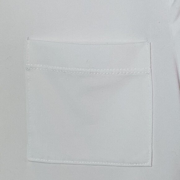 GRACE Round Neck Zipper Enhanced Short Sleeve Stretch Top White Size Small - Picture 4 of 9